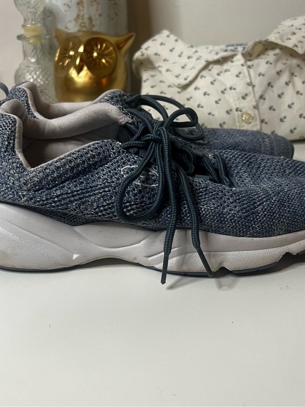 Propet Knit Lace-Up Sneakers in Navy Size 8 Extra Wide Womens Support Sneaker